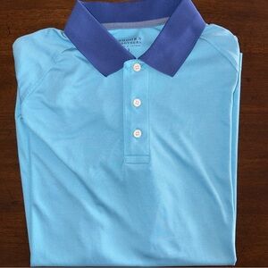 Brooks Brothers Men's Golf Polo Shirt Blue Short Sleeve, Size Large